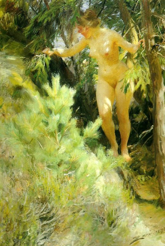 Anders Zorn naken under en gran oil painting picture